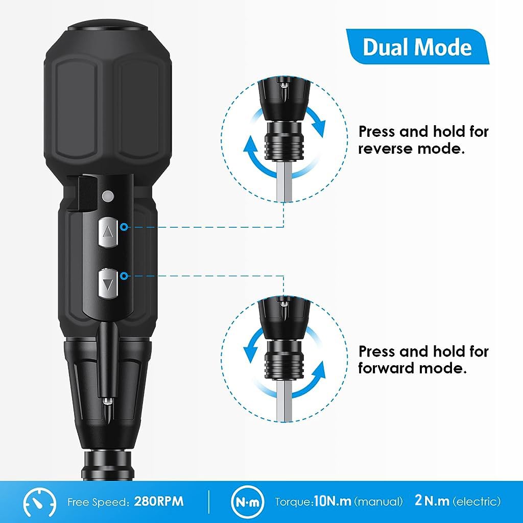 Serplex® 3.6V Cordless Electric Screwdriver Set with 9 Bits, Rechargeable Electric Screwdriver with LED Lights and USB Cable, Electric&Manual 2-in-1 Cordless Screwdriver Kit for Repairing, DIY Project