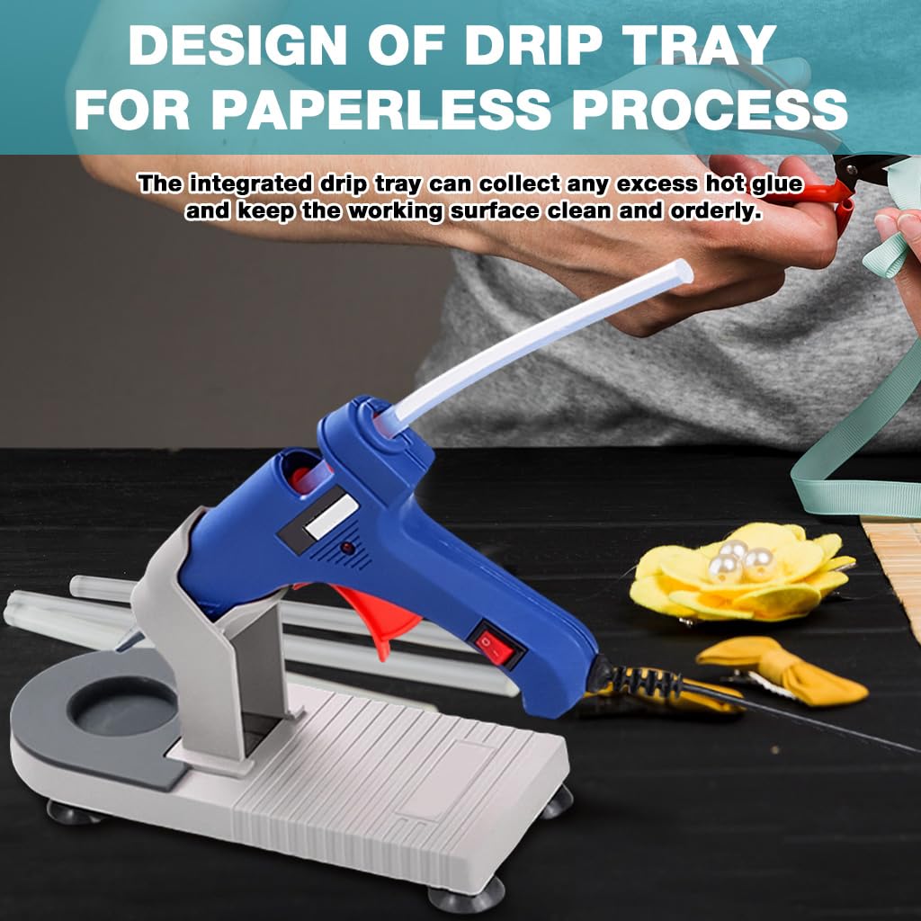 Serplex Hot Glue Gun Bracket for Crafting with Drip Tray and Suction Cup Base 6.69x2.95 in
