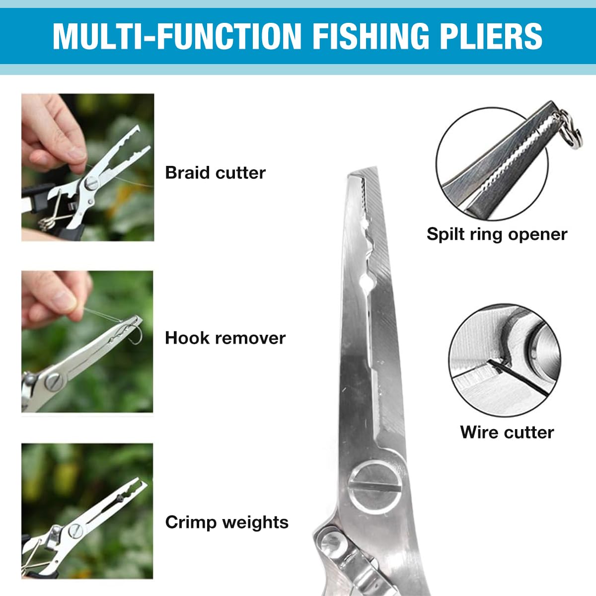 Proberos Fishing Tools Kit for Anglers with 6.5 in Plier and 7 in Lip Gripper | Stainless Steel