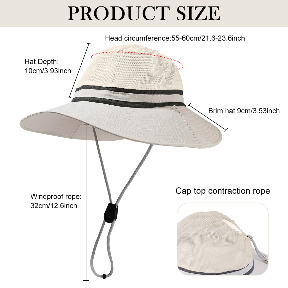 Zibuyu Women's Hiking Hat for Outdoor Sun Protection with 9cm Wide Brim and Mesh Design | Quick Dry UPF 50 Beige