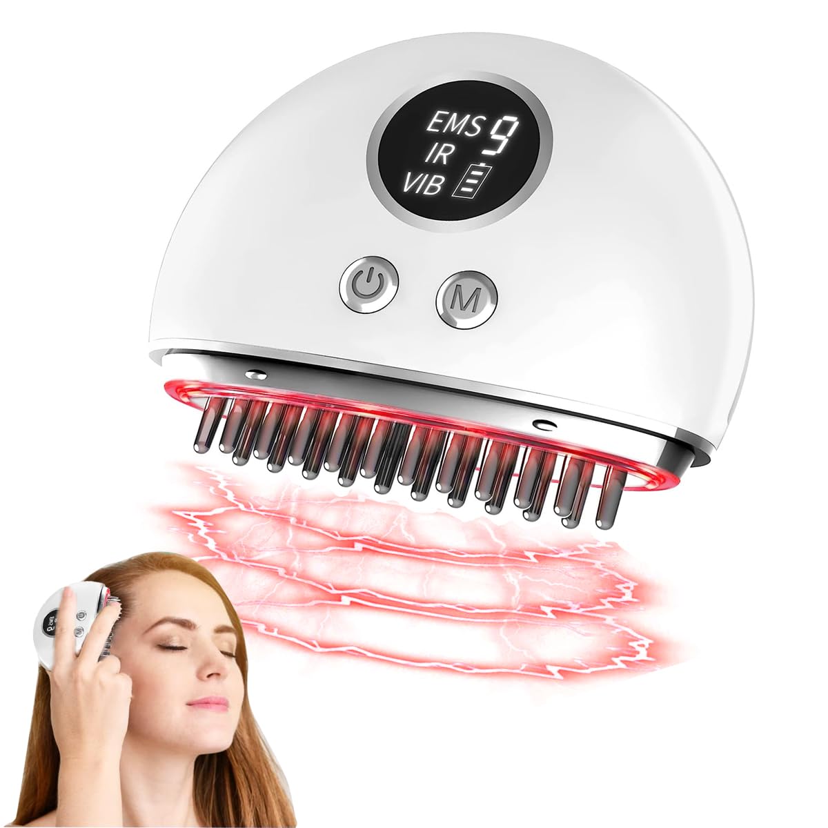 HANNEA Head Massager Machine for Pain Relief with 9 Power Strength and 4 Modes | Micro Current EMS Vibration
