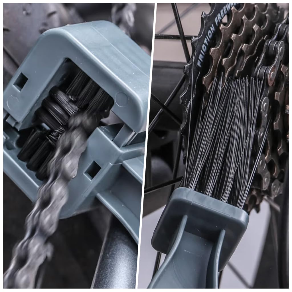 STHIRA Chain Cleaning Brush with Dual Head and Detachable 4-Side Scrubber for Bicycles & Motorcycles