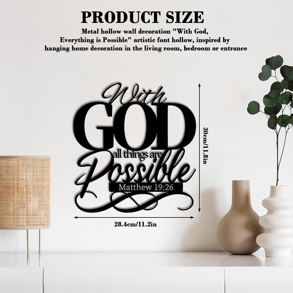 HASTHIP Metal Cutout Wall Ornament for Home Decor with Art Font Design 11.18x11.8 in | Inspirational Hanging Sign