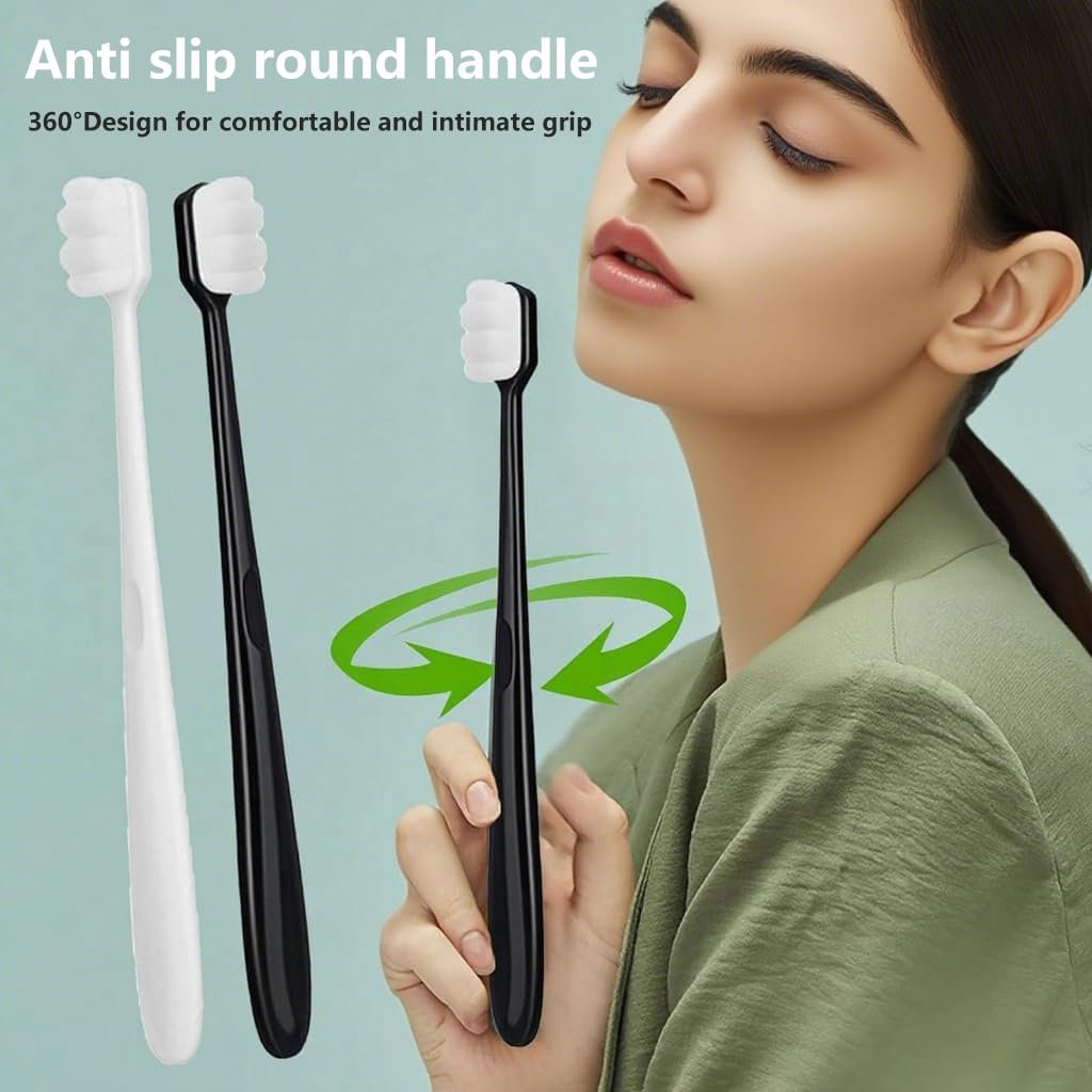 ZIBUYU Ultra Soft Toothbrushes for Sensitive Teeth with Wavy Bristles and PP Handle | Pack of 6