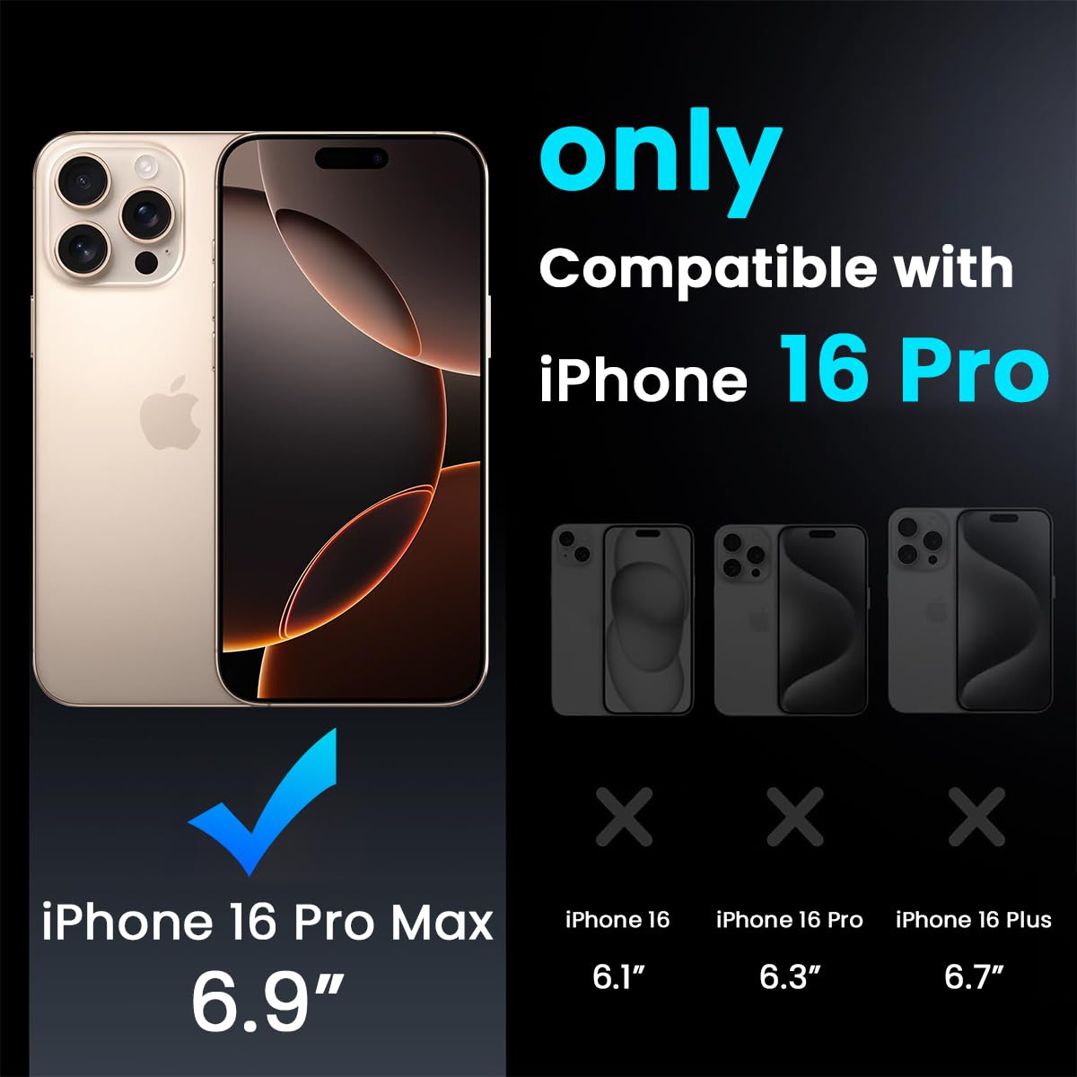 ZORBES Back Case Cover for iPhone 16 Pro Max with Magnetic Lock and Foldable Camera Stand | Shockproof Matte PC and TPU Design