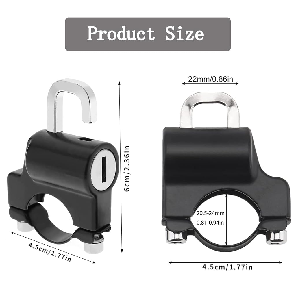 ZIBUYU® Helmet Lock for Bike Motorcycle 22-24mm Handlebar Tubes Rust Resistant Heavy Duty Accessories for Scooter Motorcycles Bicycles Scooters 2PCS