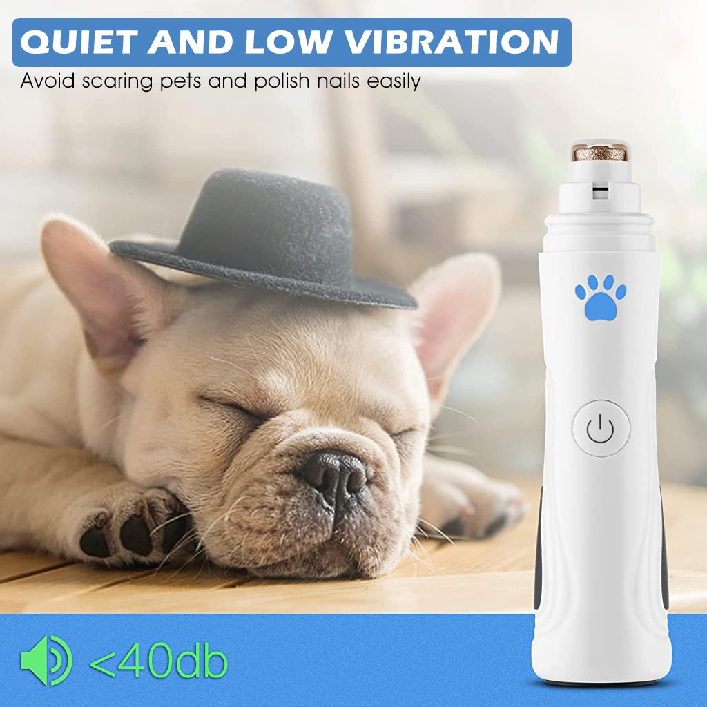 ZIBUYU Electric Nail Grinder for Dog and Cat with Dual LED Light and 3 Speed 8500rpm | USB Rechargeable Low Noise Trimmer
