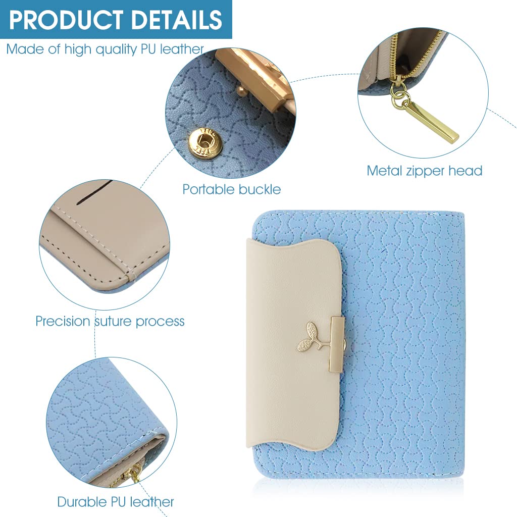 PALAY Mini Wallet for Women with Zipper Bifold Card Holder 12×9×3 cm PU Leather Purse