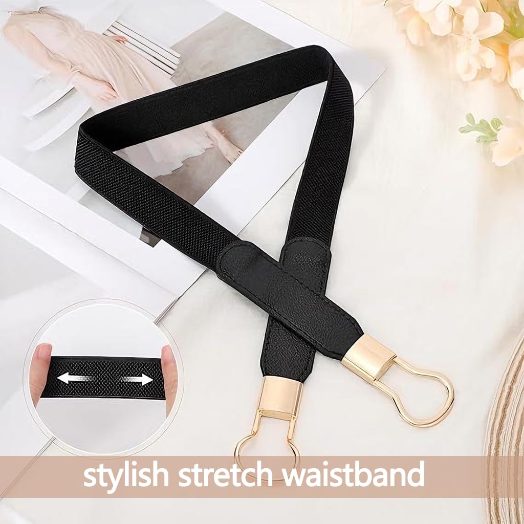 Zibuyu Elastic Womens Stretch Waist Belt with Alloy Buckle for Dresses and Pants | Black Fashion Accessory