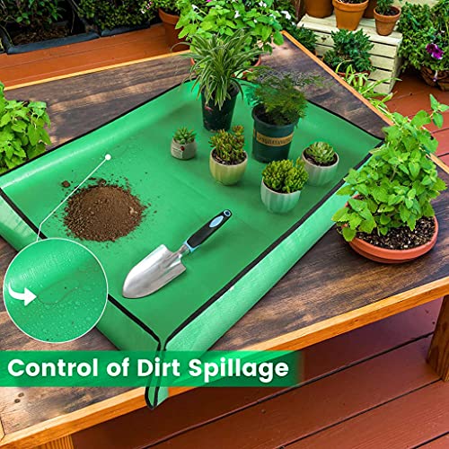HASTHIP® 75 * 100CM Gardening Mat for Indoor Bonsai Succulent Plant Care Waterproof Foldable PE Garden for Watering Grassland Balcony Nursery Potting Transplanting Seedling 2PCS