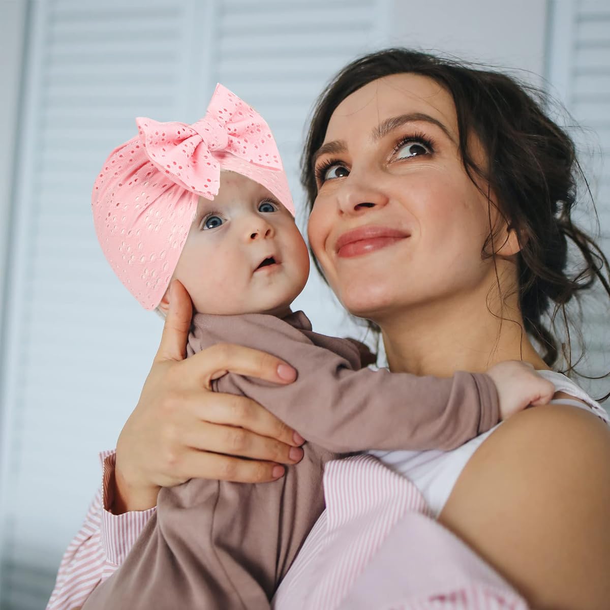 PALAY Baby Cap Set for 3–18 Months with Big Bow and Stretchy Fabric | Soft Turban Hats