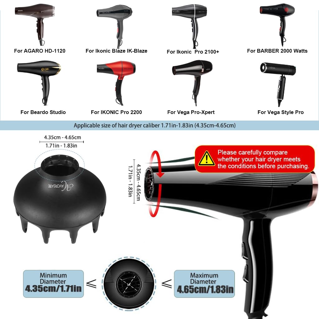 MAYCREATE Orchid Hair Diffuser Attachment for Curly Hair with 4.35–4.65 cm Universal Fit