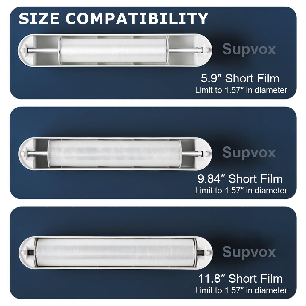 Supvox® Magnetic Plastic Wrap Dispenser with Integrated Smooth Sliding Cutter,  Refillable Cling Film, Aluminum Foil & Parchment Paper Dispenser, No Jam Plastic Wrap Dispenser, No Cling Film Includes