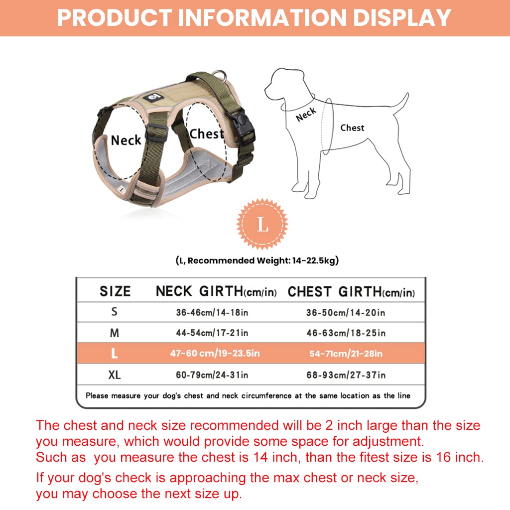 Qpets Nylon Dog Harness for Medium Dogs 14–22.5kg with Dual Rings and Reflective Tape | Khaki