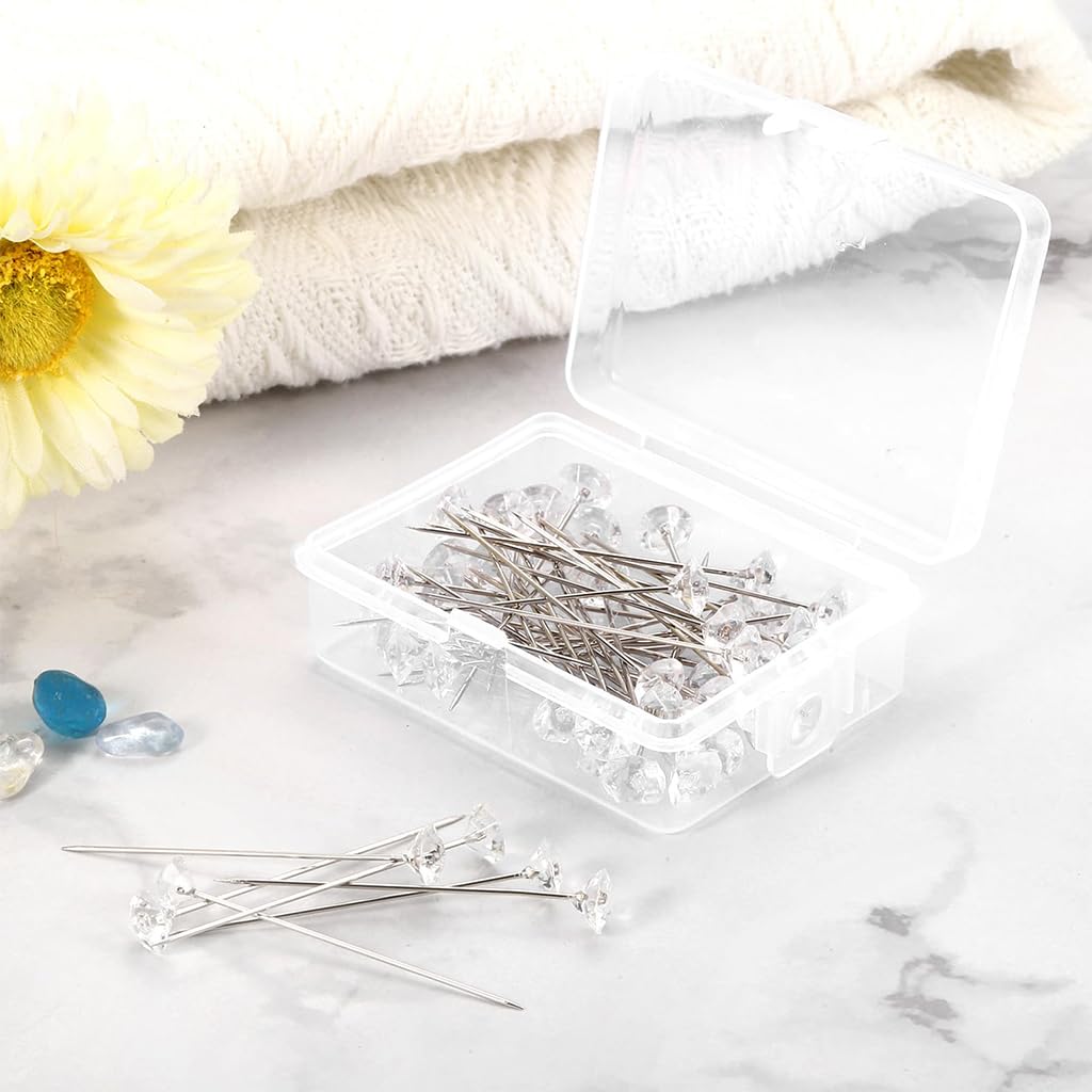 Venzina Bouquet Pins for Floral Arrangements with 100pcs 1.49 in Crystal Rhinestones | Ideal for Wedding Corsages and DIY Crafts