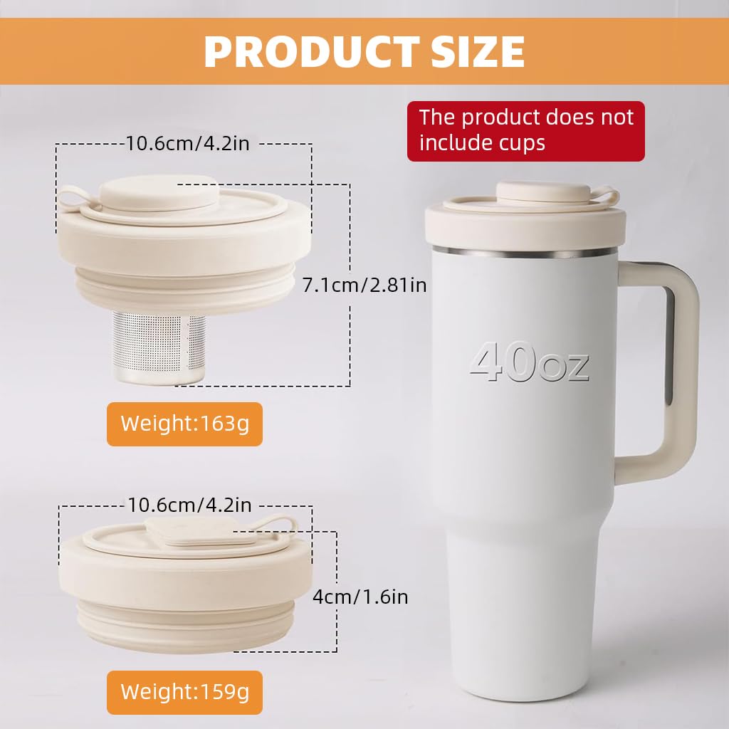 HASTHIP Flip Straw Lid for Stanley Tumbler 40 oz with Leak-Proof Silicone Design | Easy-Clean Dustproof Cover