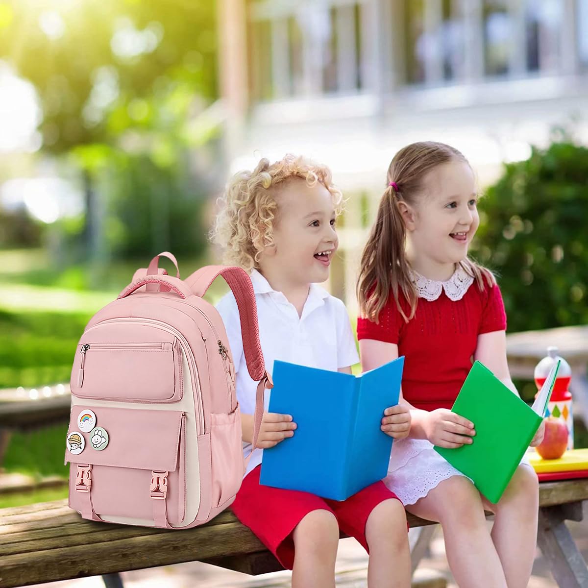 FANCYKU Backpack for Girls with 15.6 in Laptop Compartment and Waterproof Oxford Cloth | BTS Print School Bag