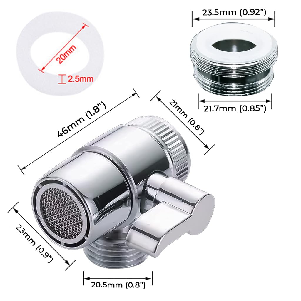 Zibuyu 3 Way Faucet Diverter for Kitchen and Bathroom with Switch featuring Brass Body | Universal G1/2 Thread Adapter