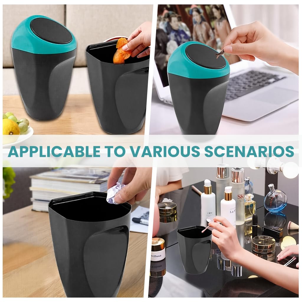 Zibuyu Car Trash Can for Vehicle and Home with Removable Lid featuring 15x9x6cm Blue ABS | Fits Cup Holder and Door Pocket