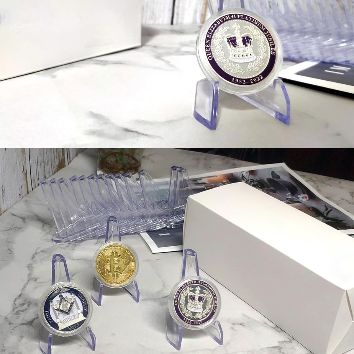 Climberty Card Display Stand for Trading Cards and Coins featuring Triangular Support | 10Pcs Clear Acrylic 2.25 Inch Easels