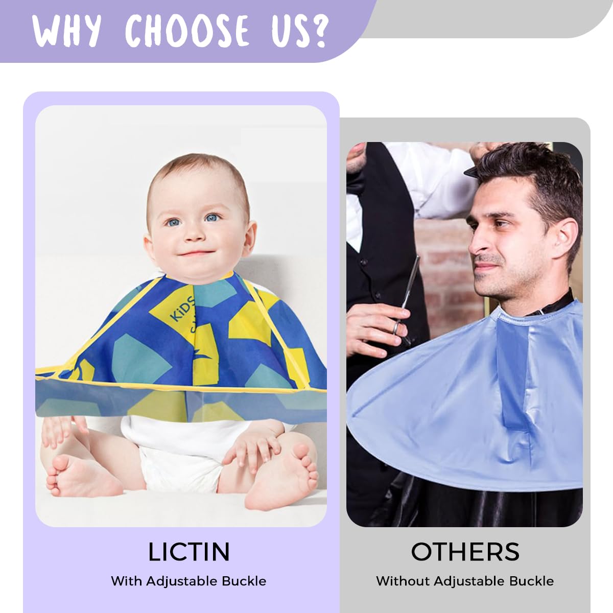 SNOWIE SOFT Hair Cutting Cape for Kids with Umbrella Hair Catcher and 30–40 cm Adjustable Neck | Waterproof Polyester Apron
