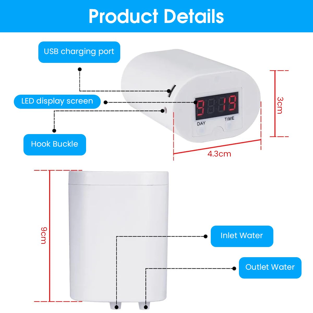 Serplex Automatic Drip Irrigation System for 16 Pots with LED Digital Controller | USB Rechargeable