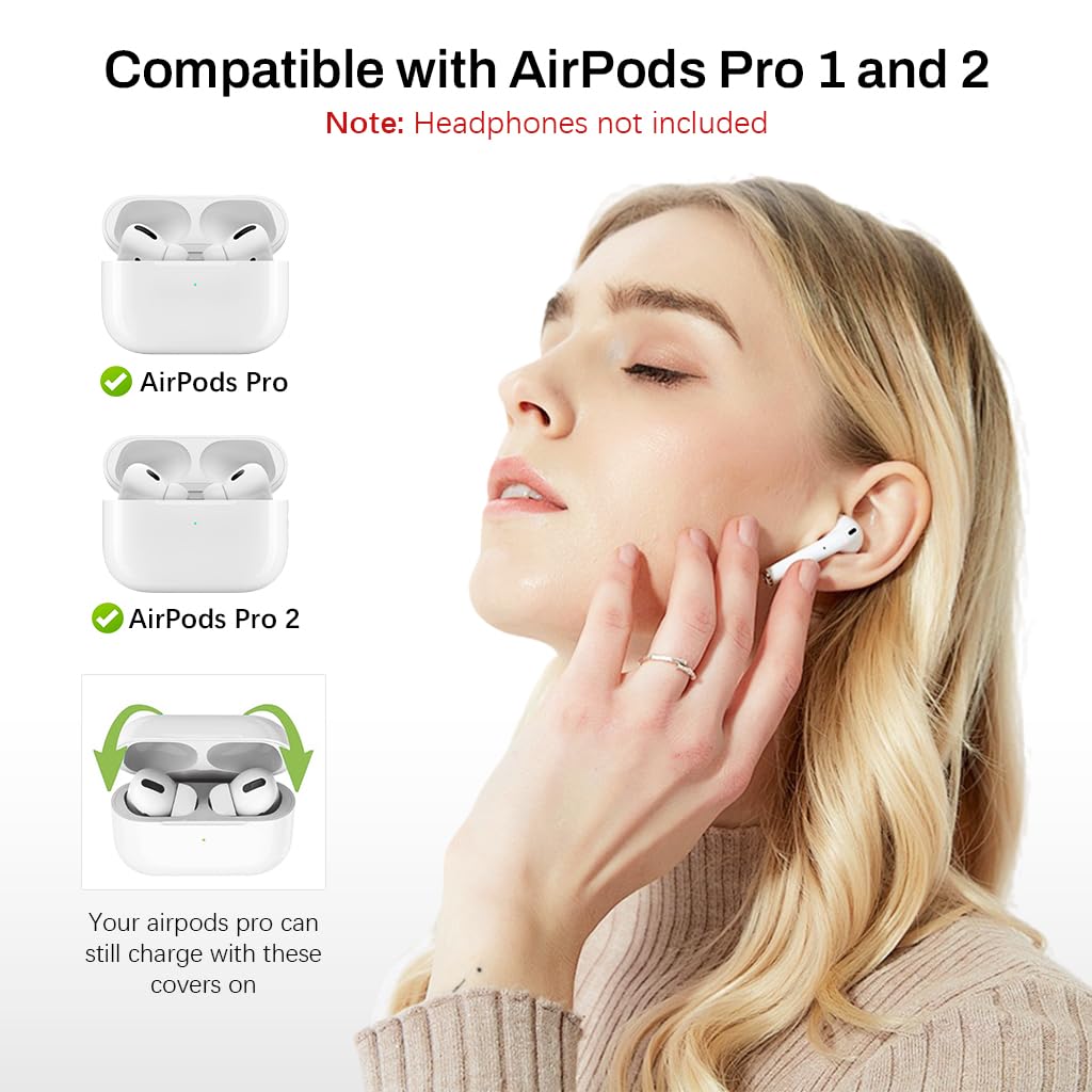ZORBES Ear Tips for AirPods Pro and Pro 2 with Anti Slip Silicone Grip | 4 Pairs XS S M L