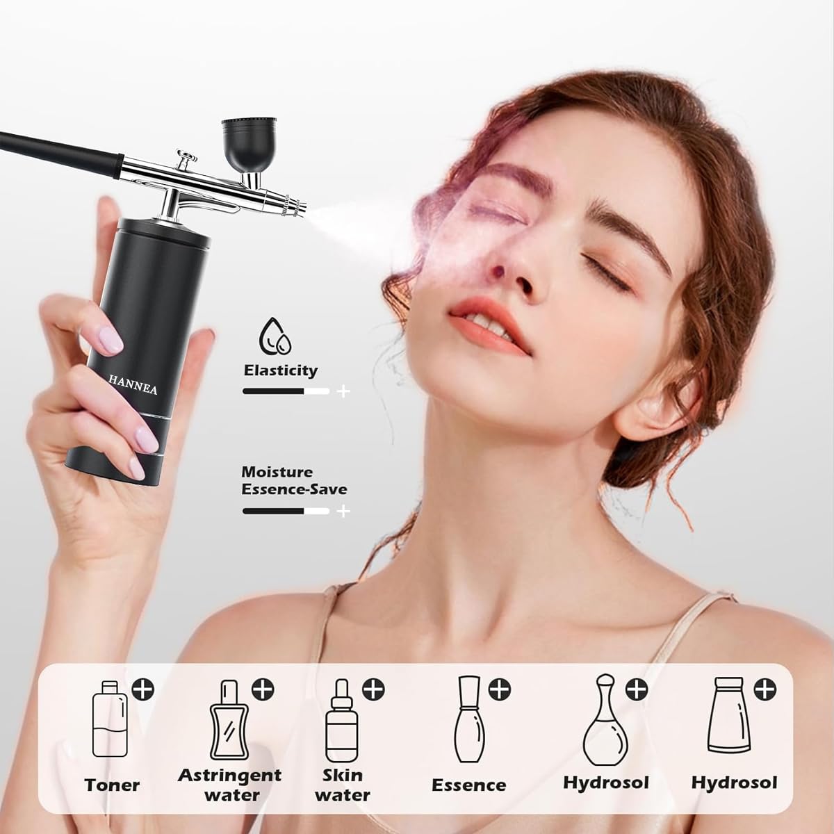 HANNEA Airbrush Kit for Makeup and Cake Decorating with 23–27 PSI Power | 0.3mm Nozzle and Ergonomic Handheld Design