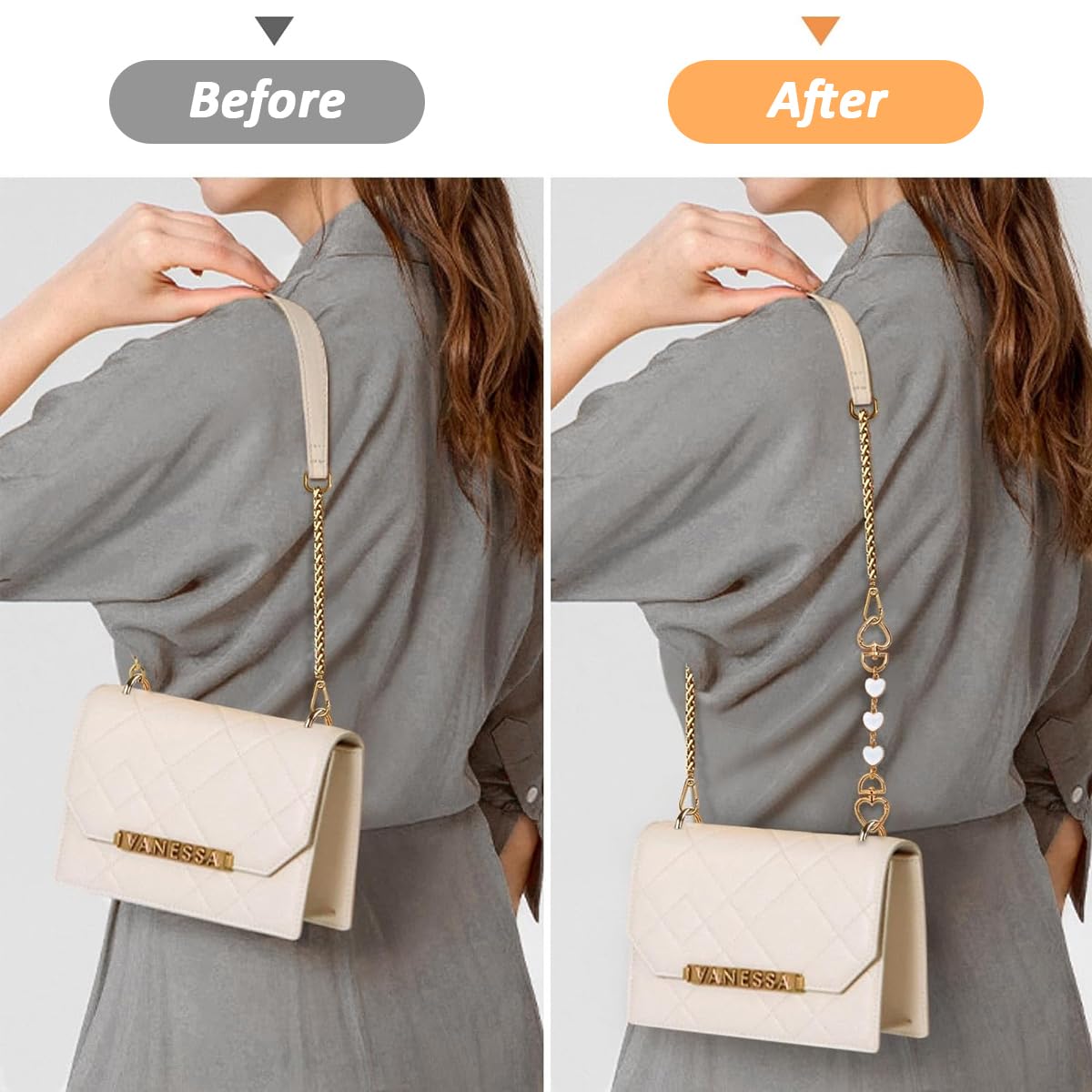 PALAY® 2Pcs Bag Extender Chain Golden Chain Extender for Bag 6.1 Inches Cute Charm Chain Strap for Bags Quick Connection Bag Extender Chain Fashion Bag Extender Chain for Purse, Handbag, Sling Bag