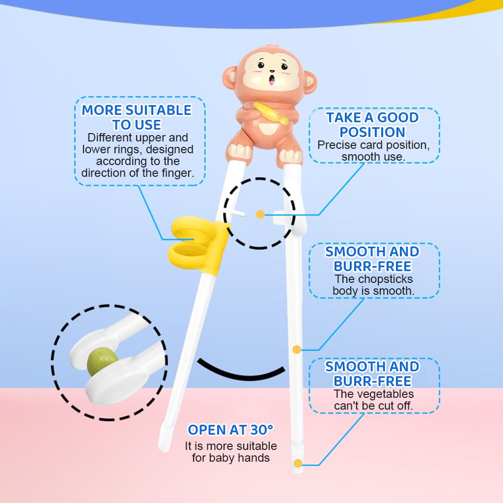 SNOWIE SOFT Kids Utensils Set for Self Feeding with 3Pcs Spoon Fork and Hinged Chopsticks | Yellow