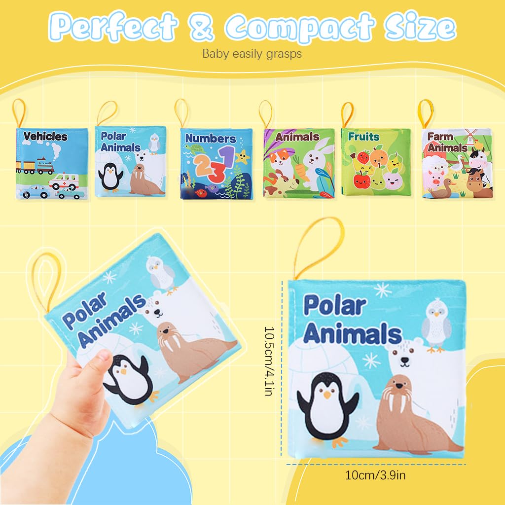 SNOWIE SOFT Cloth Books for Babies with Rustling Sound and 6 Themes | Washable Sensory Toy