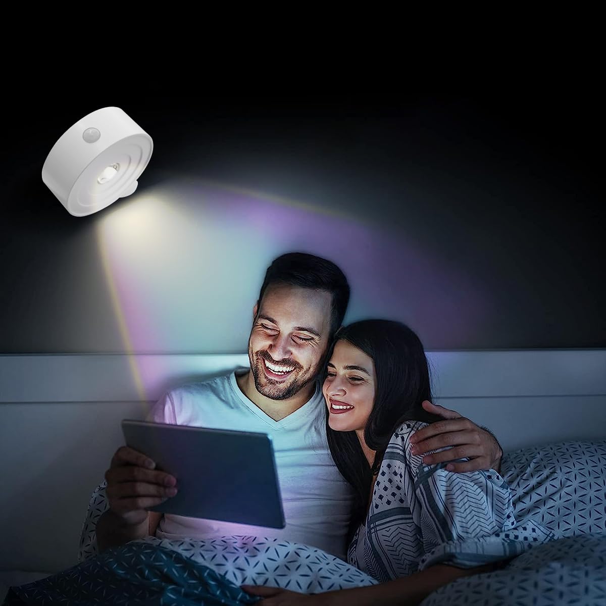 ELEPHANTBOAT Motion Sensor Reading Light with 360° Rotation and Magnetic Mount | USB Rechargeable Warm LED Lamp for Bedside and Closet