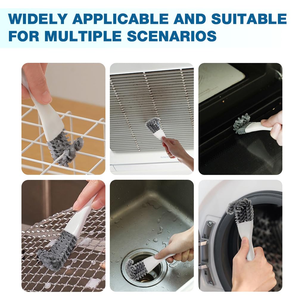 HASTHIP 2 in 1 Oil Stain Scrubber Brush for Baking Racks with Tail Scraper and Curved Bristles