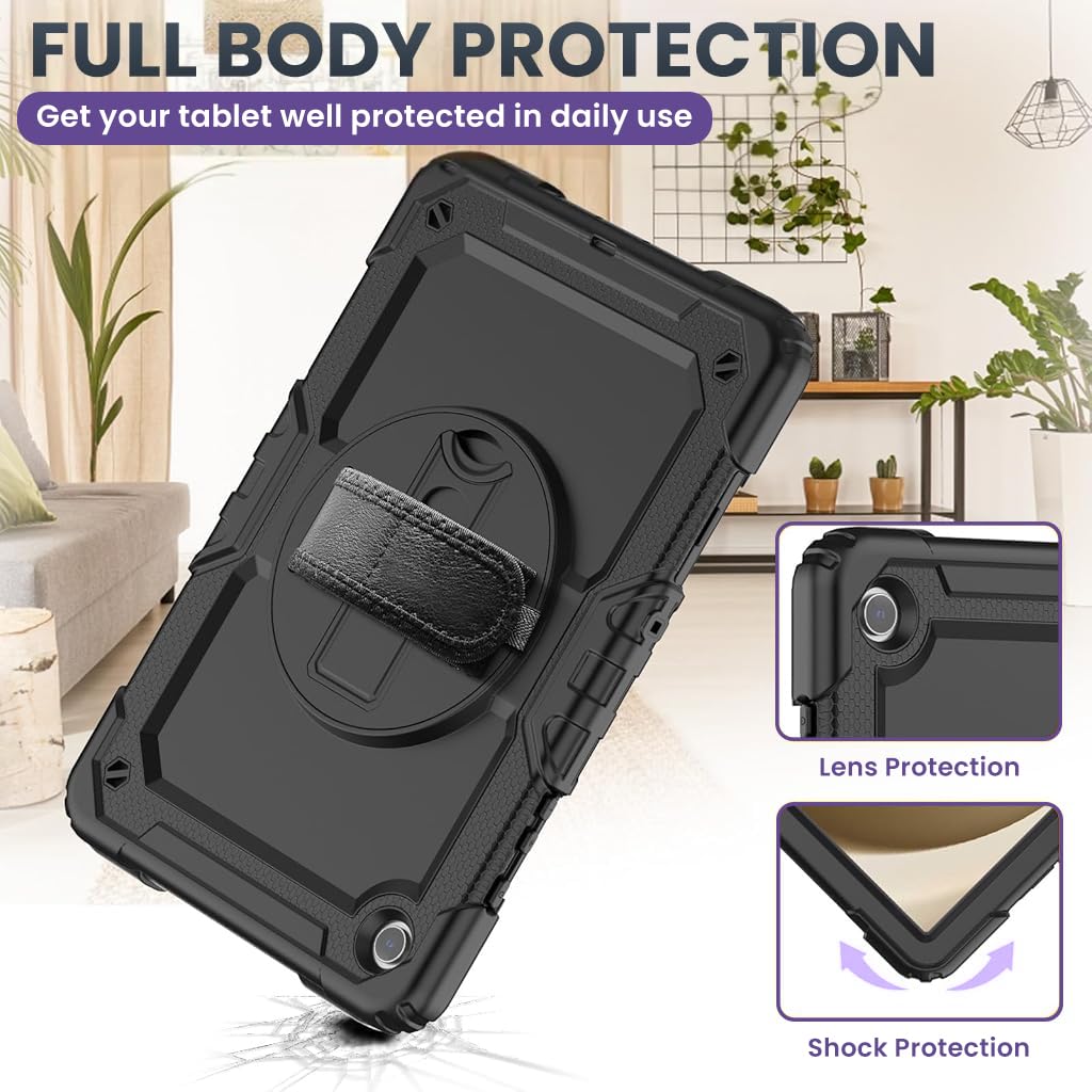 ZORBES Silicone Case for Samsung Tab A9 Plus 11 Inch 2023 with 360° Rotatable Grip and Kickstand | Detachable Sling Strap