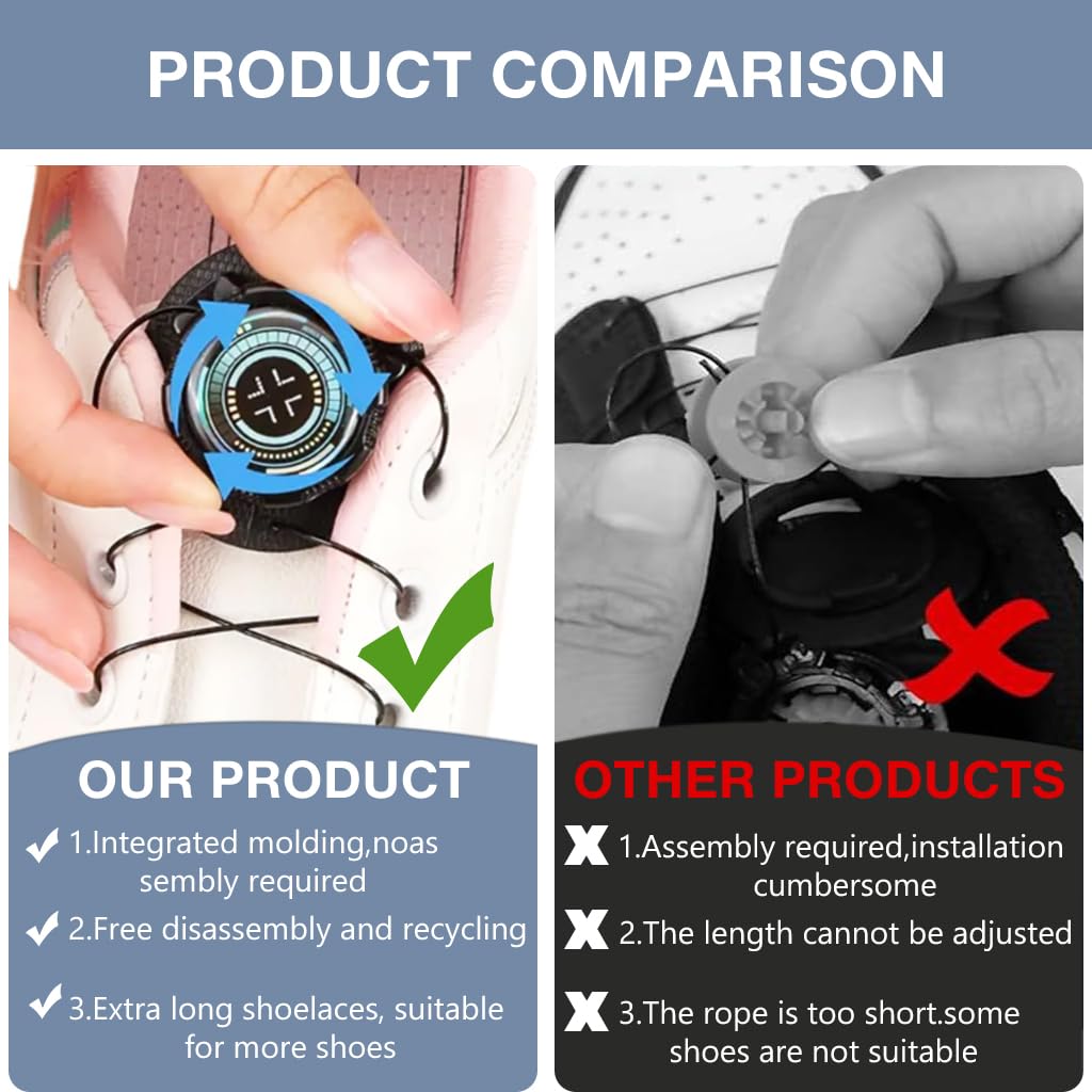PALAY Shoelace Alternatives for Sneakers and Casual Shoes with 1.2m Wire & Knob Adjustment