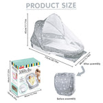 SNOWIE SOFT® Folding Toddler Floor Bed, Portable Kid Travel Bed,Sunshade with Mosquito,Portable Bassinet with Sound & Light Unit Net, Soft, Safe and Washable, Good Ideal for Toddlers and Kids - Gray