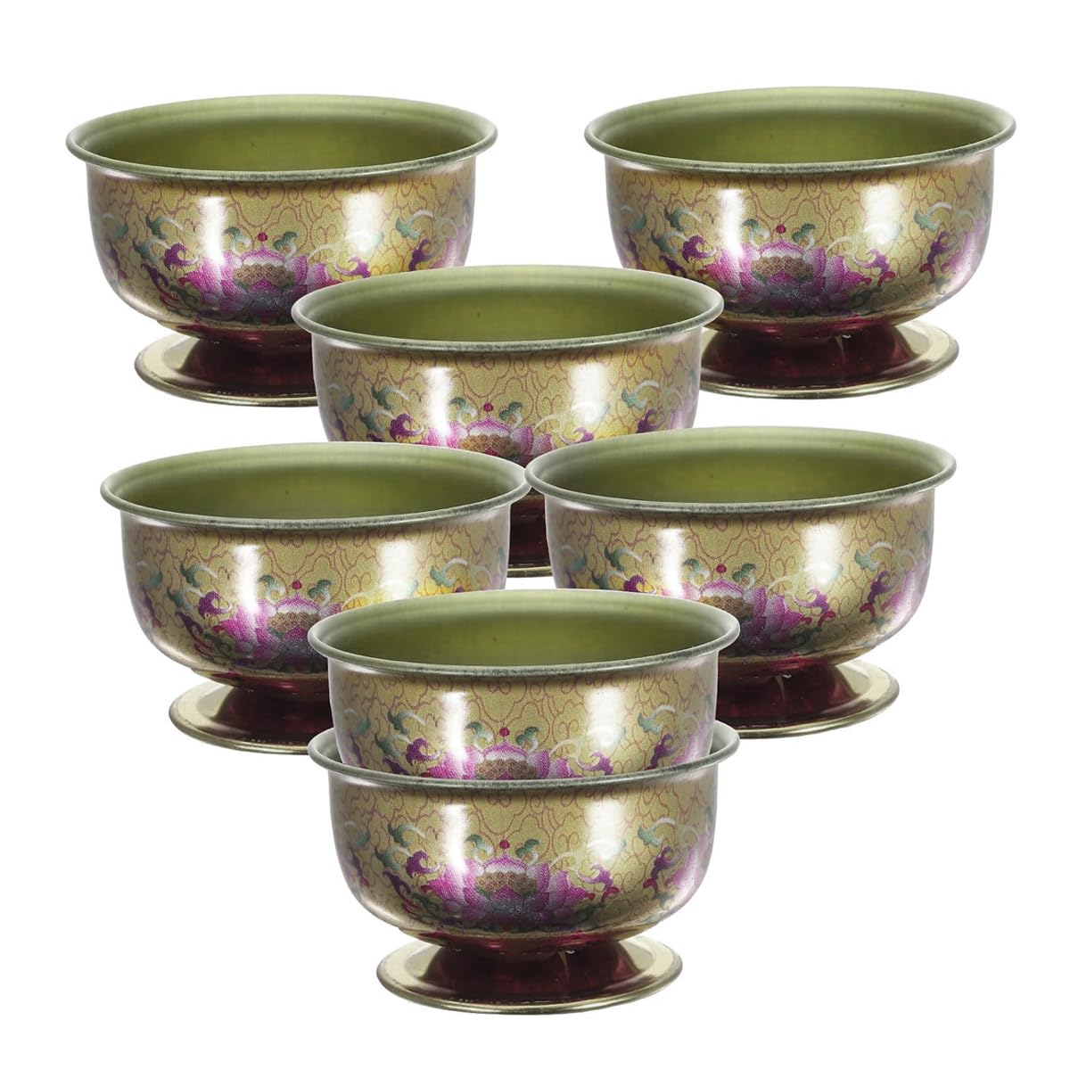 HASTHIP® 7Pcs Decorative Bowls, Lotus Ornate Holders Flowers Bowls Alloy Diwali Desk Decorative Bowls, Diwali Decoration Items for Home Decor