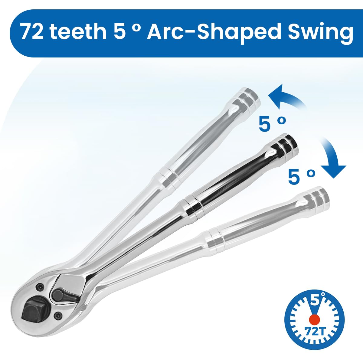 STHIRA Ratchet Wrench for Automotive Repair with 72 Tooth Reversible Mechanism and Chrome Vanadium Steel Construction