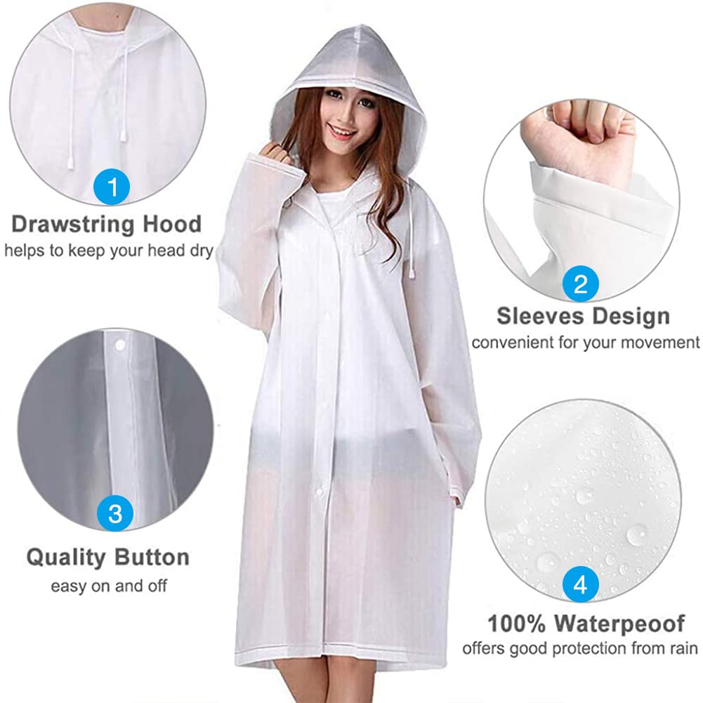 PALAY Rain Coat for Outdoor Use with Snap Button Closure and Drawstring Hood | 6PCS EVA Waterproof Free Size Black