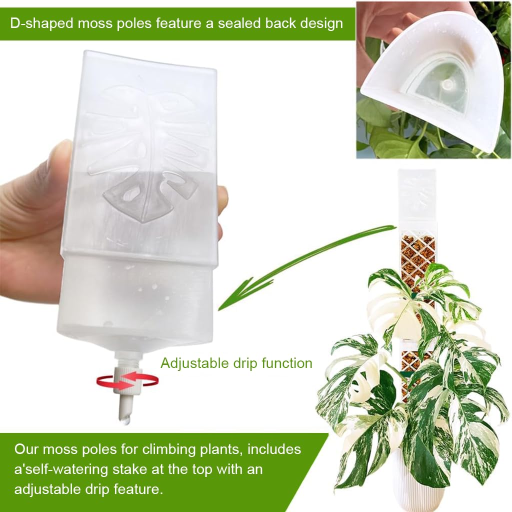 HASTHIP Self Watering Moss Pole Kit for Monstera and Pothos featuring 47.5 cm Stackable Design | Includes Adjustable Drip Irrigator