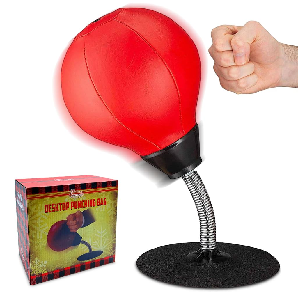 Proberos® Desk Punching Ball Auto Bouncing Back Pressure Relieve Toy Strong Suction Cup Free Standing Punching Boxing Ball Toy, 36cm Height, 15cm Diameter