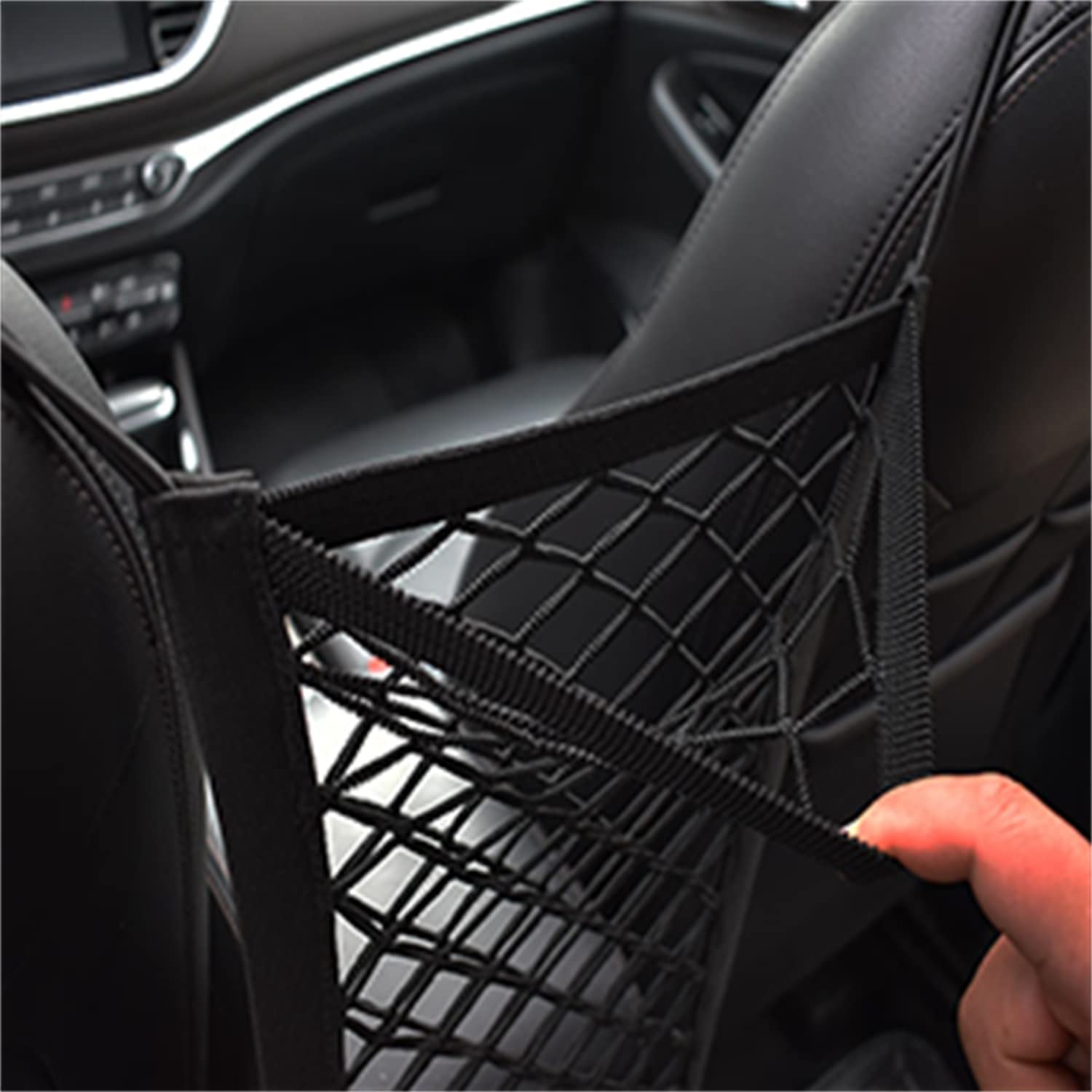 STHIRA Car Mesh Organizer for Seat Back Storage with Braided Elastic Net 30×25cm | Easy Buckle Installation
