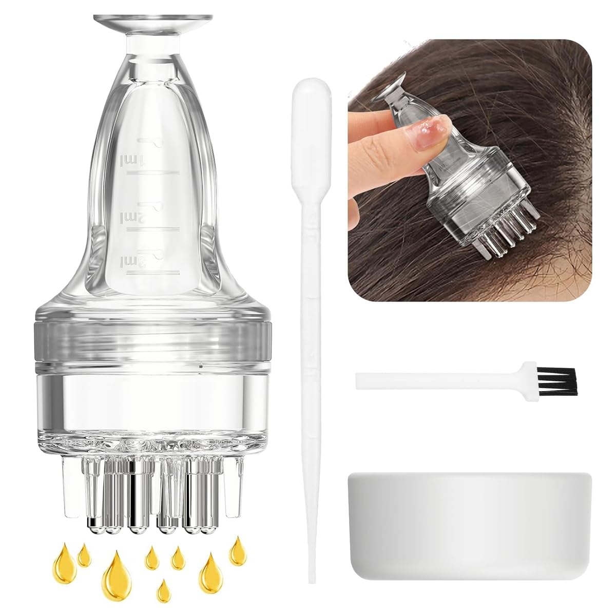 HANNEA® 3ML Hair Oil applicator for Scalp, Scalp Applicator Comb, Medicine Essential Serum Liquid Root Comb Applicator Bottle, Massager for Hair Growth, Follicle Care Treat Hair Loss Thinning