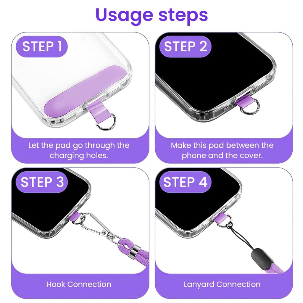 ZORBES Phone Strap for Neck and Wrist with Quick Release Attachment Insert | Adjustable Nylon Lanyard Purple