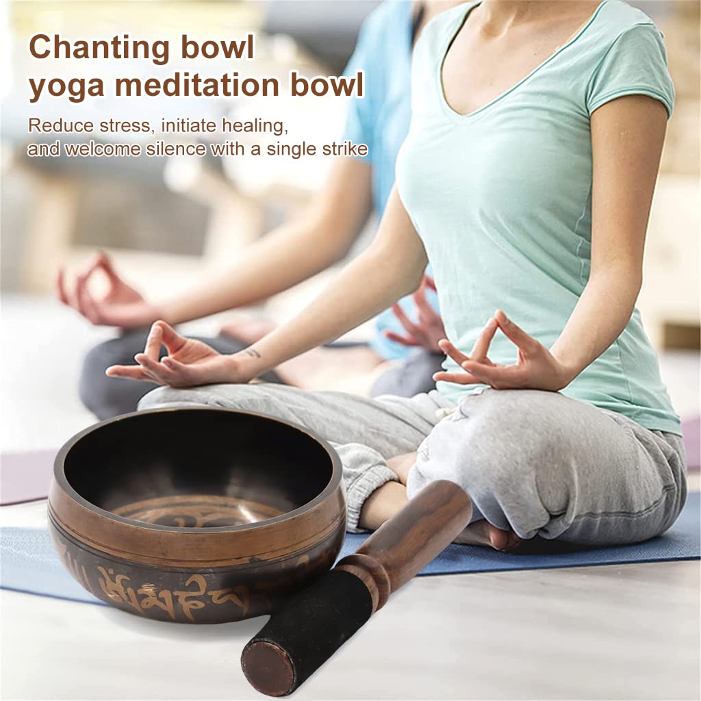 HASTHIP Tibetan Singing Bowl Set for Meditation and Yoga featuring 3.74 in Handmade Copper Bowl | Includes Silk Cushion and Leather Mallet
