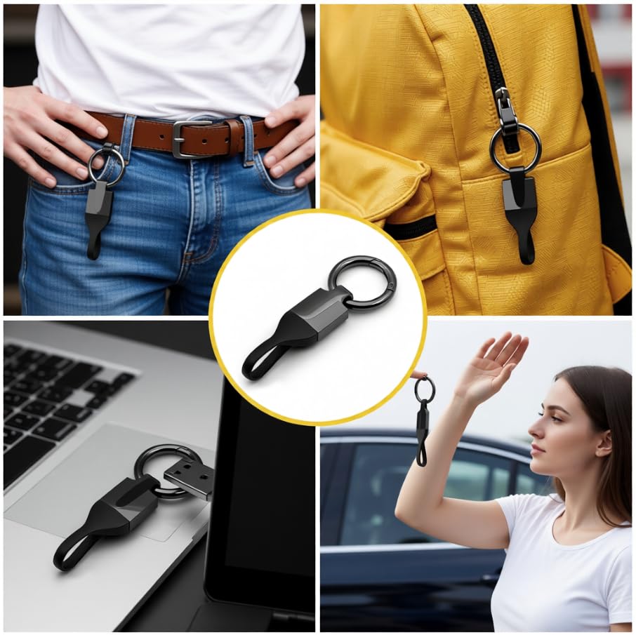Zibuyu Genuine Leather Car Key Chain for Drivers with Metal Hook | Sleek Accessory for Men and Women