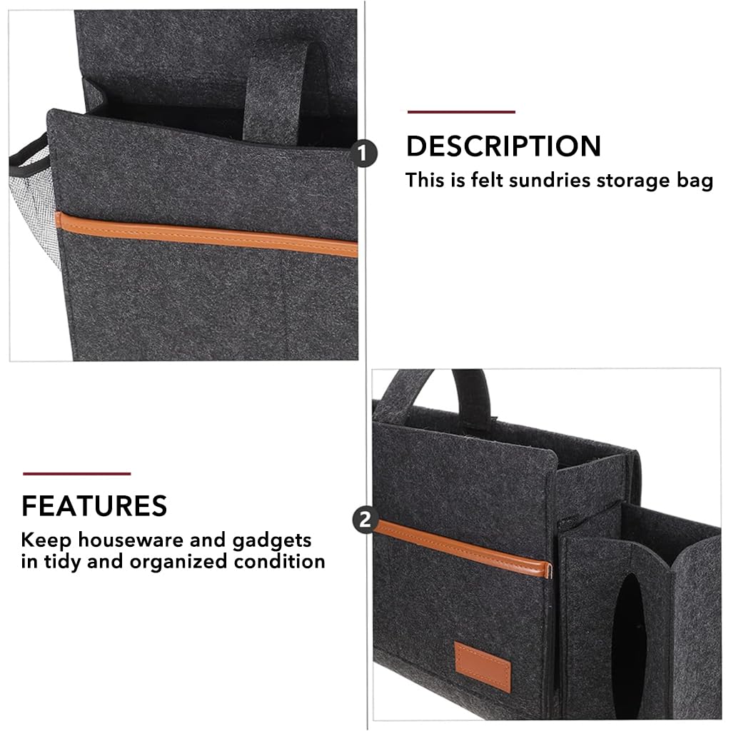 HASTHIP Bedside Organizer for Sofa and Bed with Flip Board and Eyelets | Felt Storage Caddy