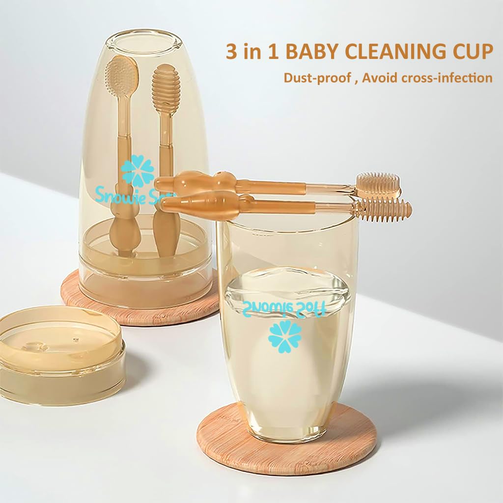 SNOWIE SOFT Baby Oral Cleaning Brush Set for 6–24 Months with 2-in-1 Silicone Toothbrush and Tongue Cleaner | BPA-Free Food Grade Design