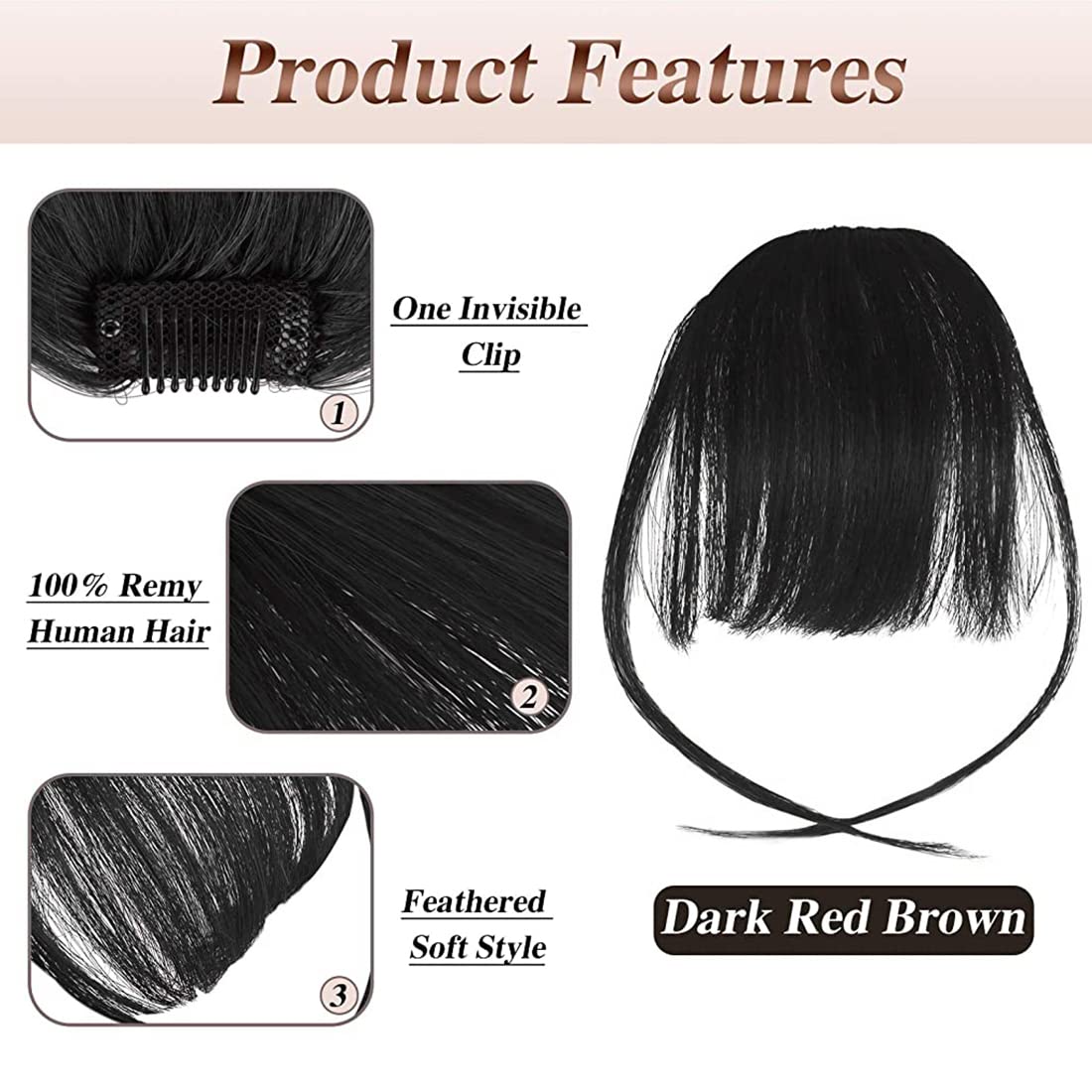 MAYCREATE® Hair Extensions for Women Black Artificial Soft Hair Bang Front Hair Extension Clip Hair Fringes Hair Extensions Women & Girls - 1