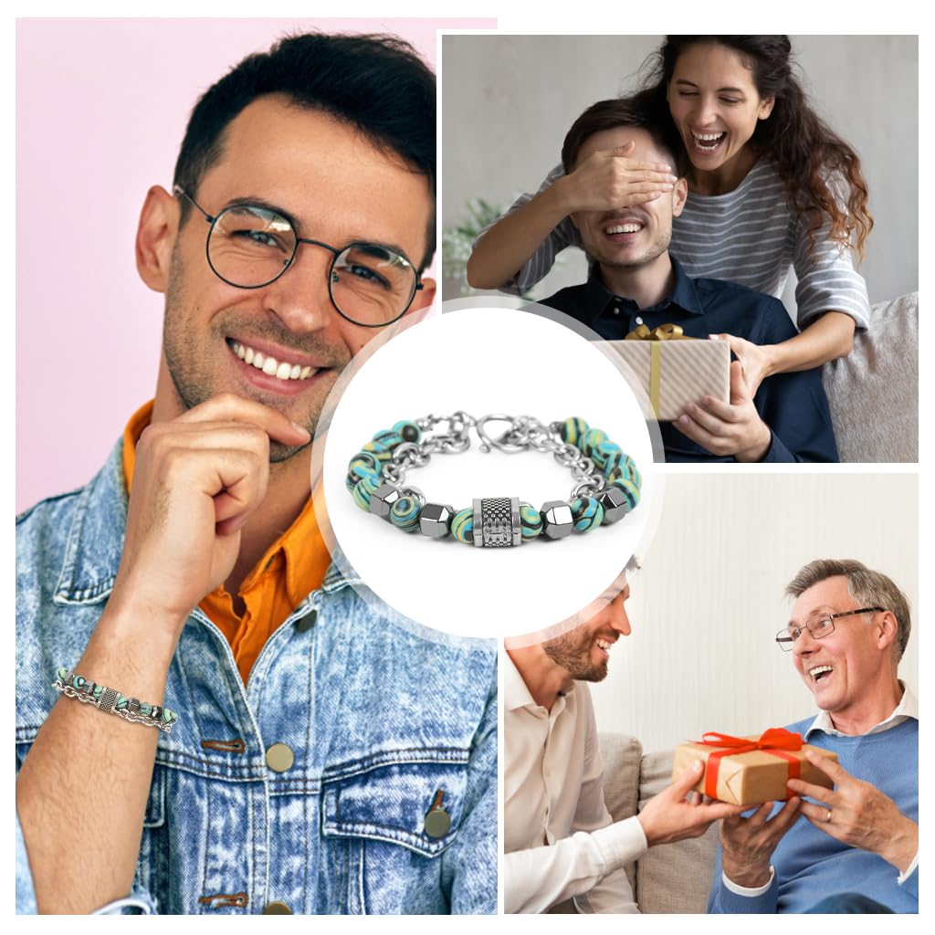 Zibuyu Stainless Steel Bracelet with Tiger Eye and Obsidian Beads for Men and Women | Handcrafted Double-Layer Chain Jewelry